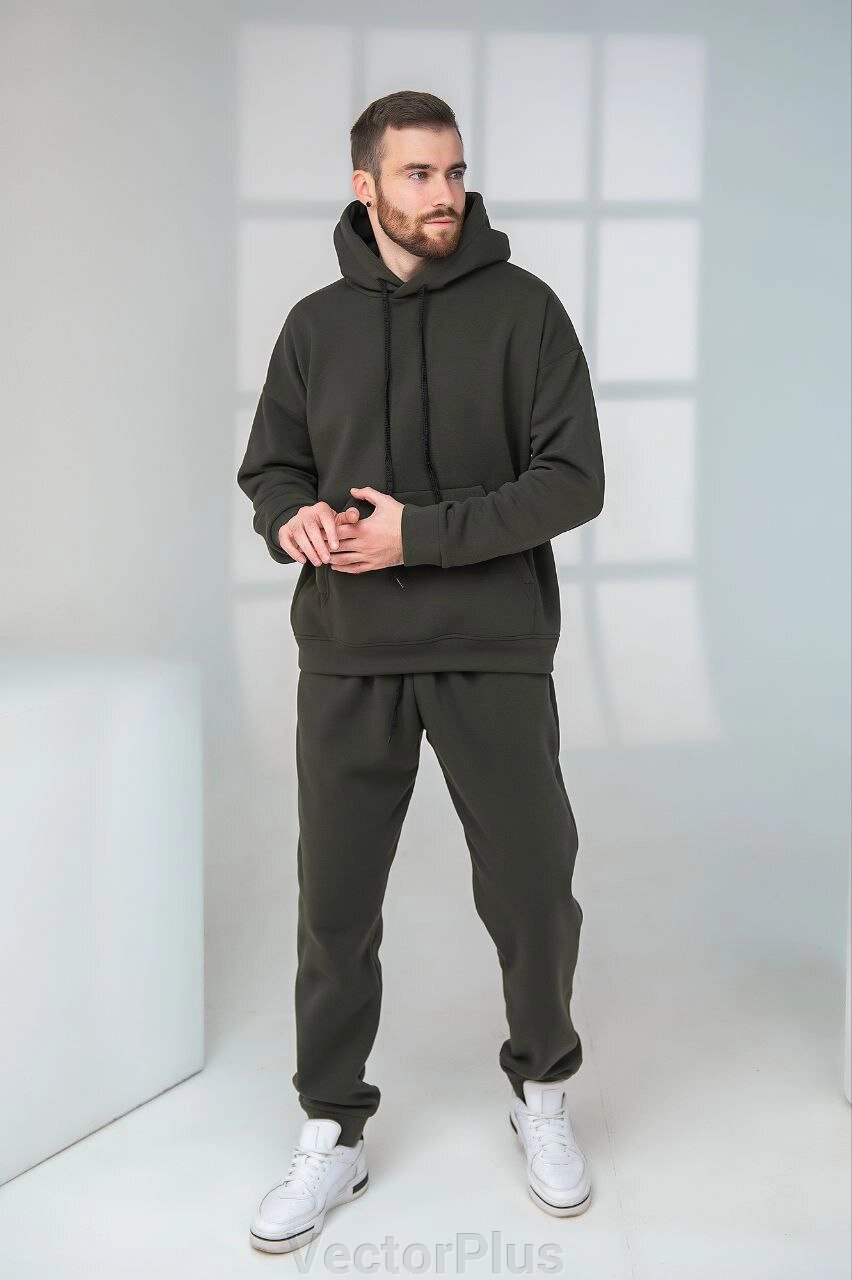 Чоловічий спортивний костюм на флісі кольору хакі 384524 від компанії VectorPlus - фото 1