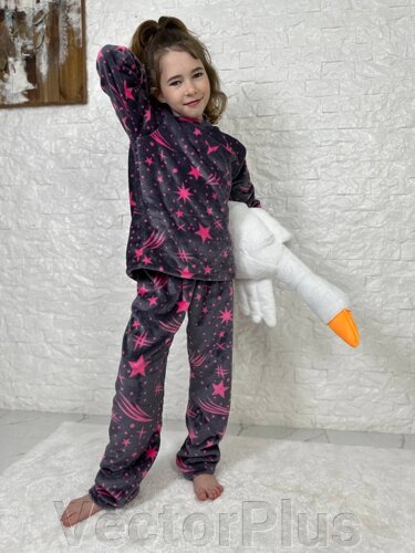 Детская пижама двойка цвет баклажан принт звездочка р. 122/128 446972