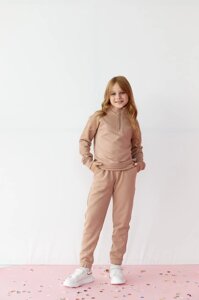 Детский костюм худи и джогеры для девочки цвет мокко р. 152 438775