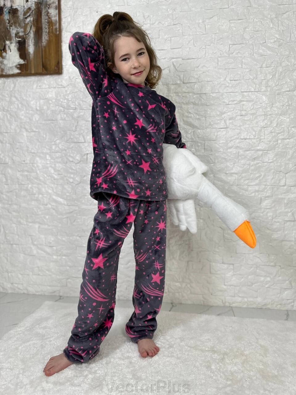 Дитяча піжама двійка колір баклажан принт зірочка нар. 110/116 446906 від компанії VectorPlus - фото 1