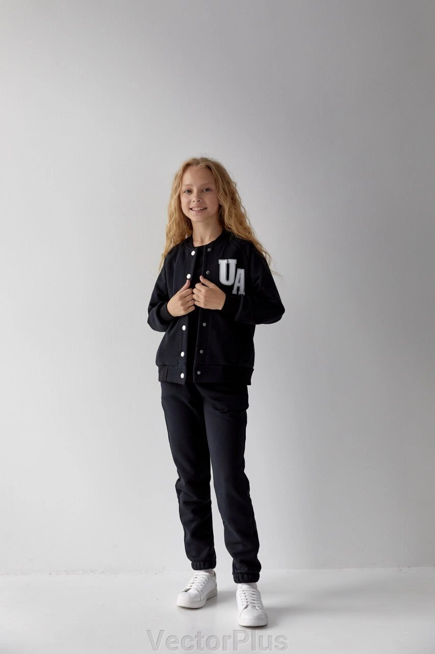 Дитячий костюм бомбер та джогери для дівчинки колір чорний нар. 134 441751 від компанії VectorPlus - фото 1