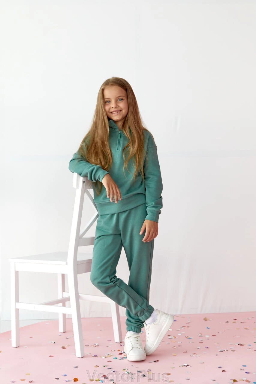 Дитячий костюм худі і джогери для дівчинки колір м'ята 438427 від компанії VectorPlus - фото 1