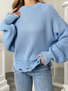 Жіночий светр з блакитними дірками r. 42/46 407261