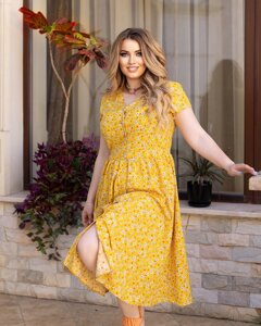 Жіноча літня сукня на жовтих ґудзиках r. 52/54 431457