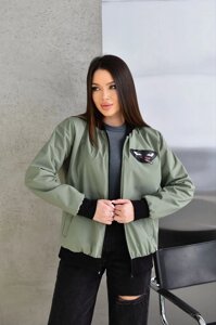 Жіноча куртка бомбер колір оливу нар. 48/50 450748