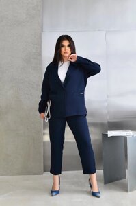 Жіночий костюм штани та піджак колір синій р. 48/50 452784