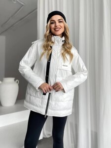Жіноча тепла куртка колір білий нар. L 450438