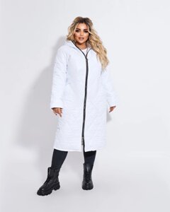 Жіноче пальто стьобане на білому синтетичному зимовому r. 58/60 377829