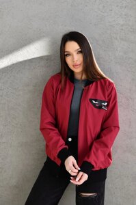 Жіноча куртка бомбер колір бордовий р. 48/50 450747