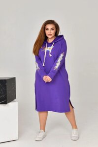Жіноче плаття спорт з капюшоном колір фіолетовий р. 52 454333