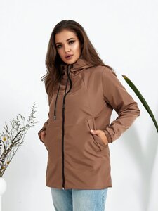 Жіноча куртка, виготовлена ​​з тканини дощового покриття мокко р. 56-58 SKL120-322729