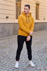 Чоловічий спортивний костюм на флісі кольору гірчичнийЧоловічий спортивний костюм на флісі кольору гірчичний