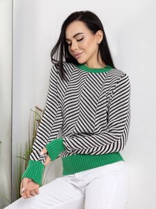 Жіночий светр у зеленій смузі 396684
