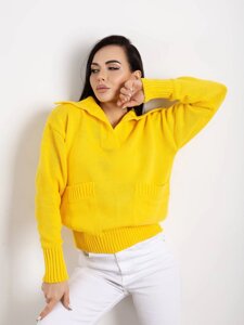 Жіночий светр з двома жовтими кишенями r. 42/46 405081