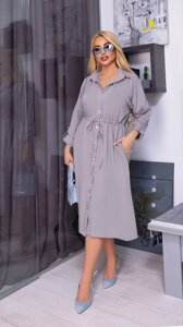 Жіноча вільна сукня із софту колір сірий р. 50/52 452556