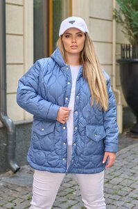 Жіноча куртка з поясом колір джинс нар. 50/52 440914