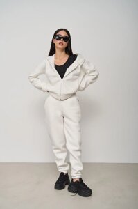 Жіночий спортивний костюм на флісі колір білий нар. 2XL 442415