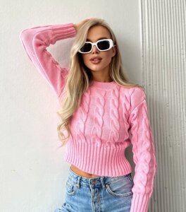 Жіночий светр скоротився з рожевим косиним малюнком p. 42/46 396786