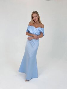 Женское вечернее платье корсет голубого цвета р. L 384851