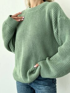 Жіночий вовняний светр з оливково -забарвленого r. 42/46 406358