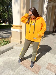 Жіночий спортивний костюм колір гірчиця з хакіЖіночий спортивний костюм колір гірчиця з хакі