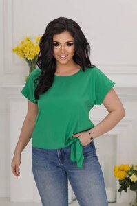 Жіноча блуза з зав'язками колір зелений р. 56/58 431615