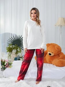 Женская теплая пижама красного цвета р. 54/56 385901