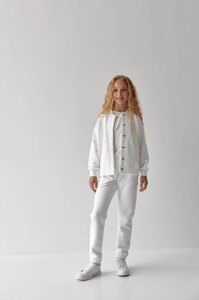 Дитячий костюм бомбер і джогер для дівчинки колір білий р. 134 441750