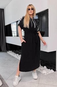 Жіноча сукня з поясом колір чорний леопард нар. 50/52 453803