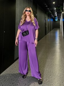 Жіночий костюм з шовку Армані колір фіолетовий нар. 48/52 454076