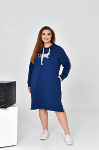 Жіноча сукня спорт з капюшоном колір синій р. 52 454331