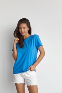 Жіноча базова футболка колір блакитний нар. 2XL 449911