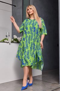 Жіноча сукня із софту колір салатовий-електрик нар. 50/52 453420