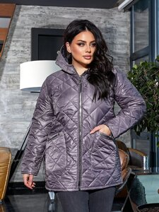 Жіноча тепла куртка з короткою -забарвленою графітом r. 54/56 391516