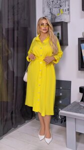 Жіноча вільна сукня із софту колір жовтий р. 50/52 452557