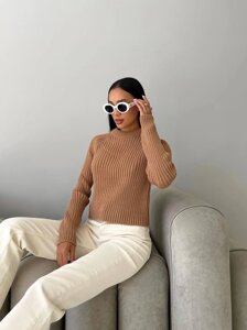 Жіночий светр з текстурним візерунком колір кемел нар. 42/46 441957