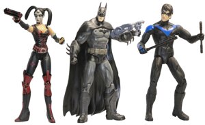 Набір фігур DC Comics, Arkham City, 17 см Аркхем-Сіті, Бетмен, Nightwing, Harley Quinn SKL14-279074