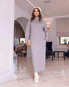Жіноча тепла сукня колір сірий р. 50/52 445911