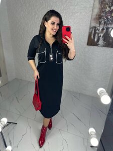 Жіноча сукня міді з кишенями колір чорний нар. 46/48 449101