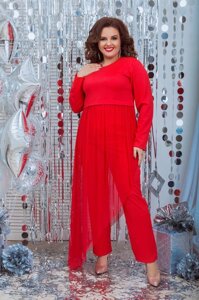 Жіноча елегантна костюмна блузка та червоні штани r. 52 385323