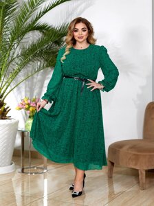 Жіноча сукня із шифону колір зелений р. 50/52 452279