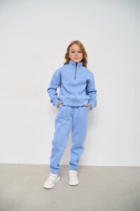 Теплий спортивний костюм для дівчинки колір блакитний нар. 110 444386