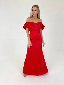 Женское вечернее платье корсет красного цвета р. L 384870