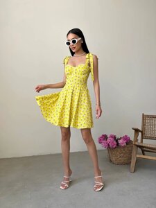 Жіноча сукня із зав'язками на плечах колір жовтий нар. 42 438062
