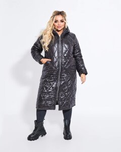 Жіночий зимовий пальто Чорний Ромбус розмір 50/52 332784