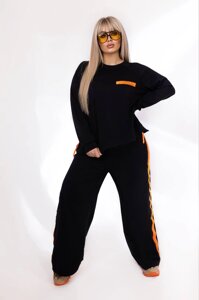 Жіночий спортивний костюм чорний колір з помаранчевим р. 50/54 450799