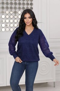 Жіночий светр трикотажний колір синій нар. 48/50 445621