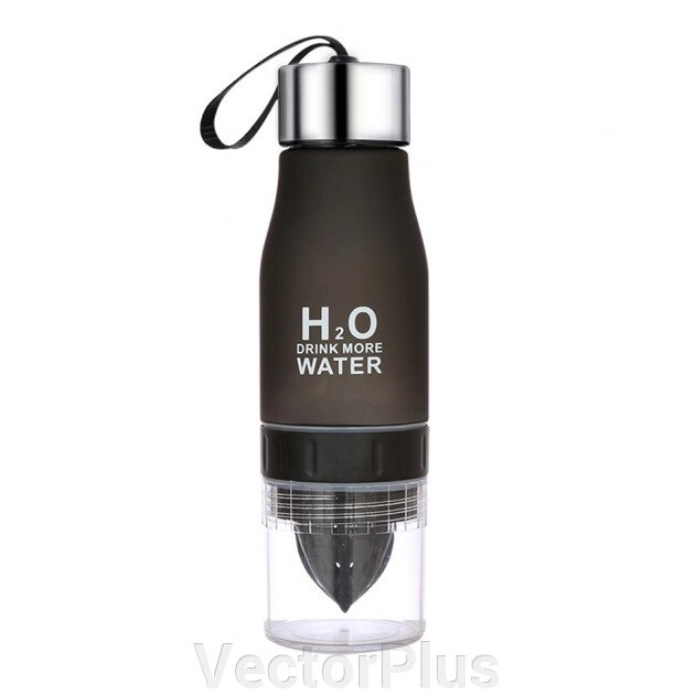 Пляшка для води і напоїв H2O Water Bottle з соковижималкою 650 мл чорна 187055 від компанії VectorPlus - фото 1