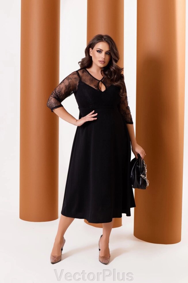 Стильна жіноча сукня a-siluet black r. 48/50 376212 від компанії VectorPlus - фото 1