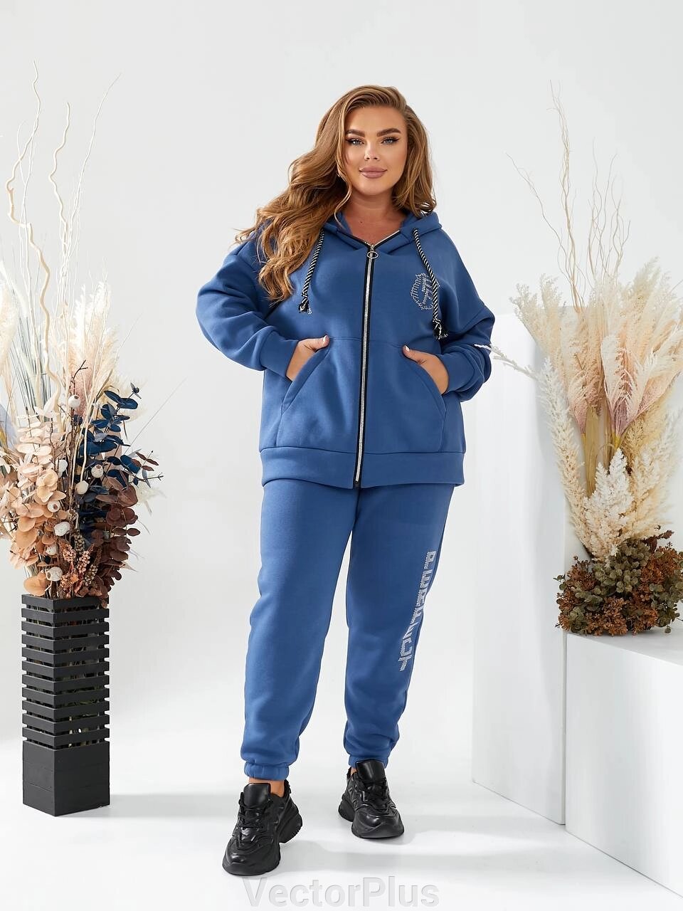 Теплий жіночий костюм на флісі колір джинс. 48/50 448162 від компанії VectorPlus - фото 1